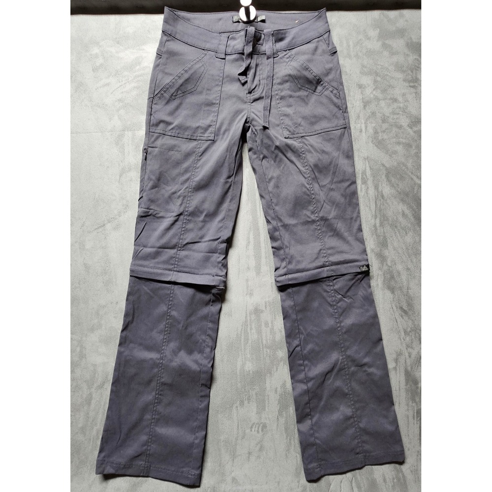 Prana Monarch Convertible Hiking Pants Women 0 Charcoal Gray Zip Off W4MORG113
